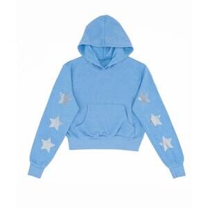 NEW FIREHOUSE girls silver star trio pocket hoodie in ice blue